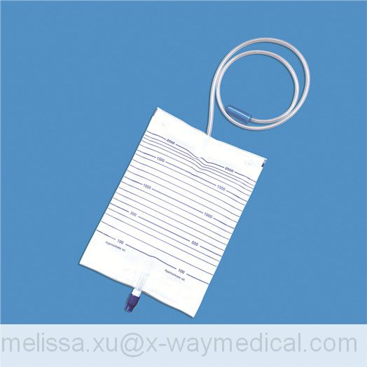 Transparent 2000ml Cheap economic Urine Bag with Anti-Reflux Flutter Valve, economy translucent urinary bladder irrigation drainage collection bags