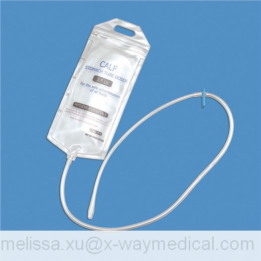 2.5 Liter Oral calf Feeder bag with plastic probe tip, 2.5 Quart animal stomach tube fluid feeder Enteral Feeding Bag 2500ml cow horse doser