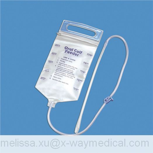 2.5 Liter Oral calf Feeder bag with plastic probe tip, 2.5 Quart animal stomach tube fluid feeder Enteral Feeding Bag 2500ml cow horse doser