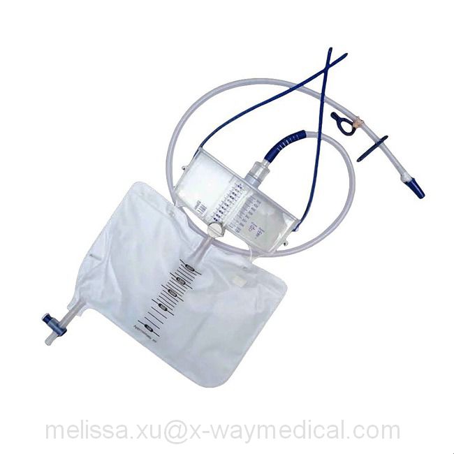 Three 4 chamber latex free Accurate measure Urine meter system with replacement bag, 500ml 2000ml integrated vented drip chamber urinary collection bags