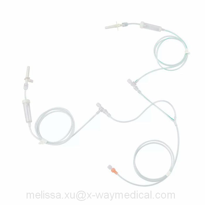 50cm 12hours Multiple pressure straight filling system tubing with inline drip chamber and detachable spike , 12 hours saline solution patient extension line tube