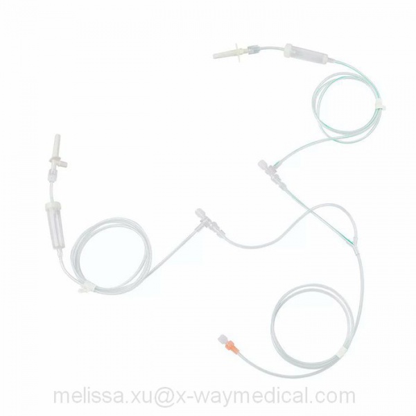 50cm 12hours Multiple pressure straight filling system tubing with inline drip chamber and detachable spike , 12 hours saline solution patient extension line tube