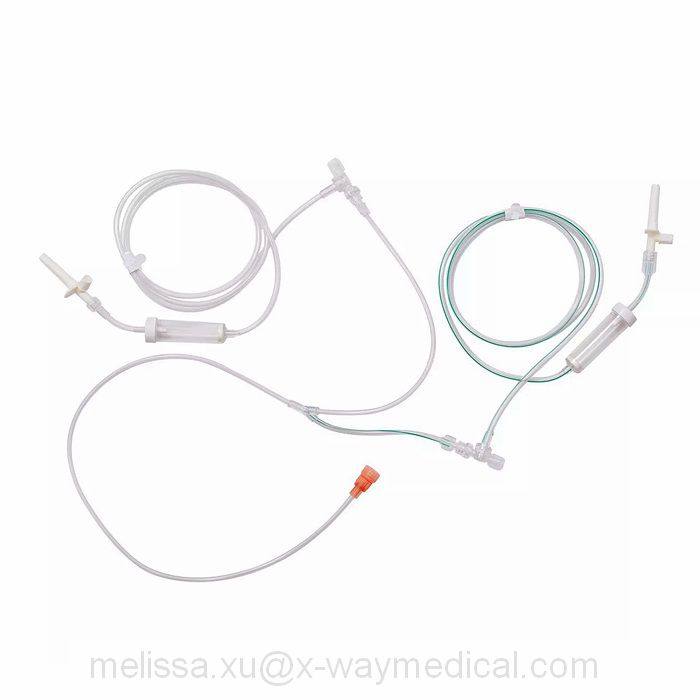 50cm 12hours Multiple pressure straight filling system tubing with inline drip chamber and detachable spike , 12 hours saline solution patient extension line tube
