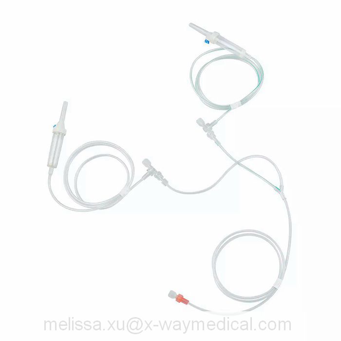 50cm 12hours Multiple pressure straight filling system tubing with inline drip chamber and detachable spike , 12 hours saline solution patient extension line tube