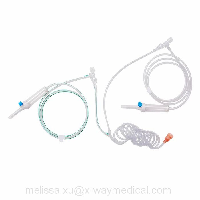 50cm 12hours Multiple pressure straight filling system tubing with inline drip chamber and detachable spike , 12 hours saline solution patient extension line tube