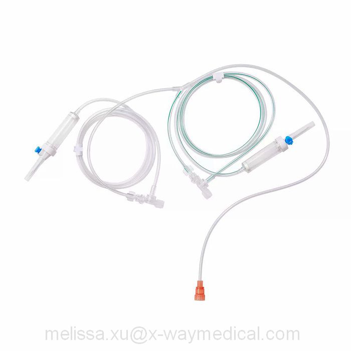 50cm 12hours Multiple pressure straight filling system tubing with inline drip chamber and detachable spike , 12 hours saline solution patient extension line tube