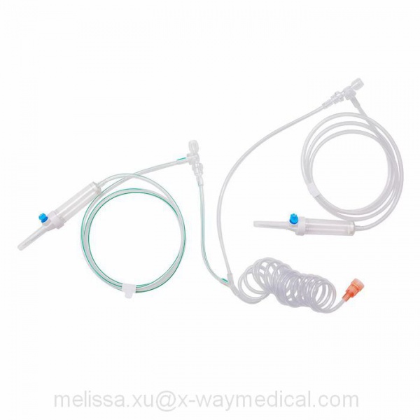 150cm 12hours Multiple use pressure coiled filling tubing with drip chamber, 12 hours dual injection system Mtrans patient extension line tube with non-return check valve 