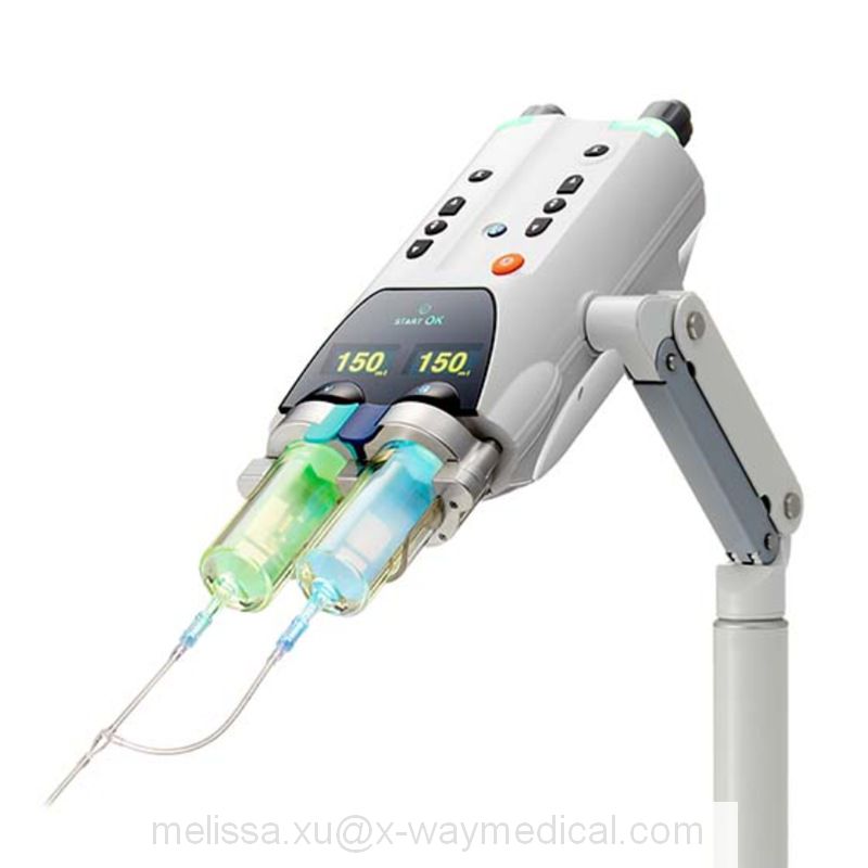 Medical 150ml contrast agent injector syringe for Press Duo Elite Angiography, Nemoto dual head contrast and saline DSA injection syringes