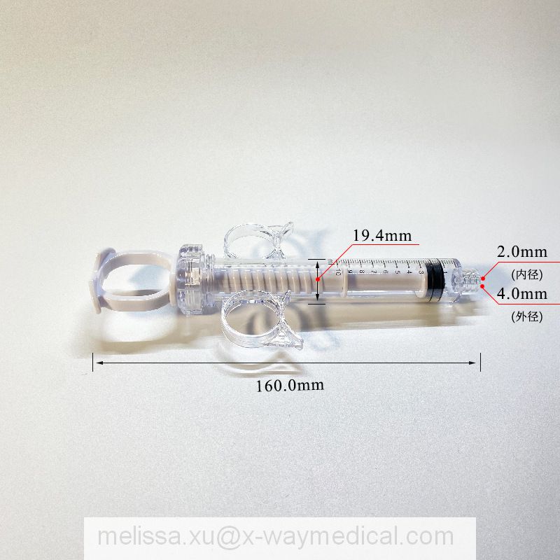 New screw type Three ring contrast media agent delivery dose control syringe, High viscosity solution injection syringe with male luer lock connector