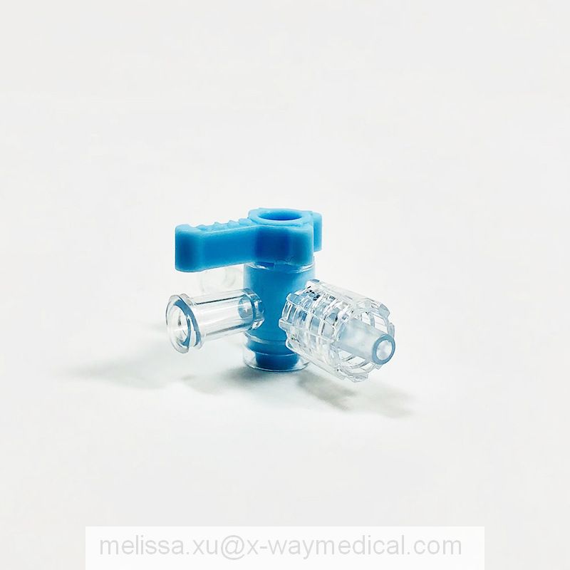 Small 500psi high pressure three way stopcock with OFF handle, rotary male luer and female luer lock three-way tee valve three-port adapter
