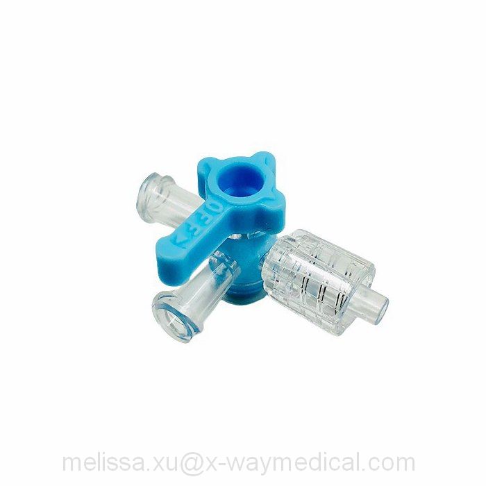 Small 500psi high pressure three way stopcock with OFF handle, rotary male luer and female luer lock three-way tee valve three-port adapter