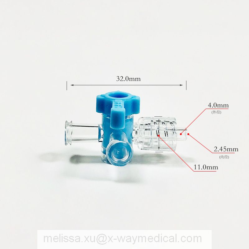 Small 500psi high pressure three way stopcock with OFF handle, rotary male luer and female luer lock three-way tee valve three-port adapter