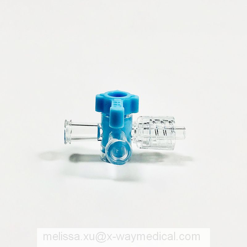 Small 500psi high pressure three way stopcock with OFF handle, rotary male luer and female luer lock three-way tee valve three-port adapter