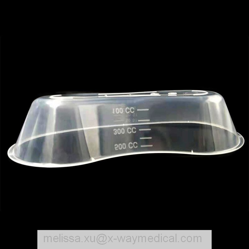 250ml 500ml 700ml Disposable Kidney Dish, 800ml 1000ml Polypropylene Single Use Curved Kidney Basin Plate Disk with Graduation Scale Spout Mouth