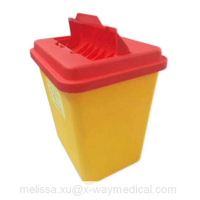 5L 6L 8L Square Sharps Collection Box, 5 Liter Circular Medical Waste Collector Container Garbage Can with Clamshell Cover