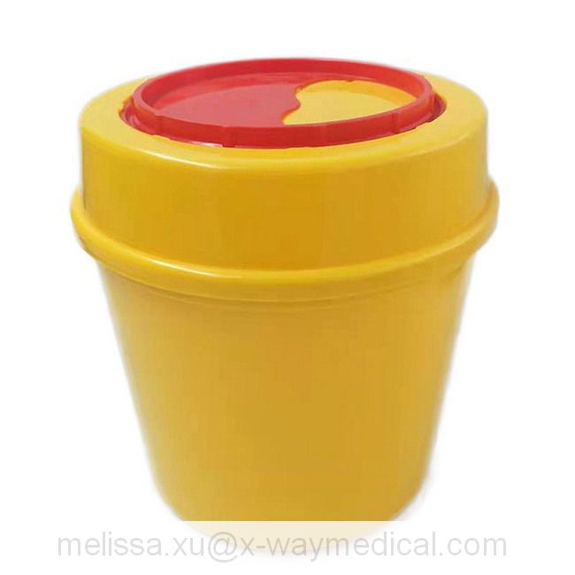 5L 6L 8L Square Sharps Collection Box, 5 Liter Circular Medical Waste Collector Container Garbage Can with Clamshell Cover