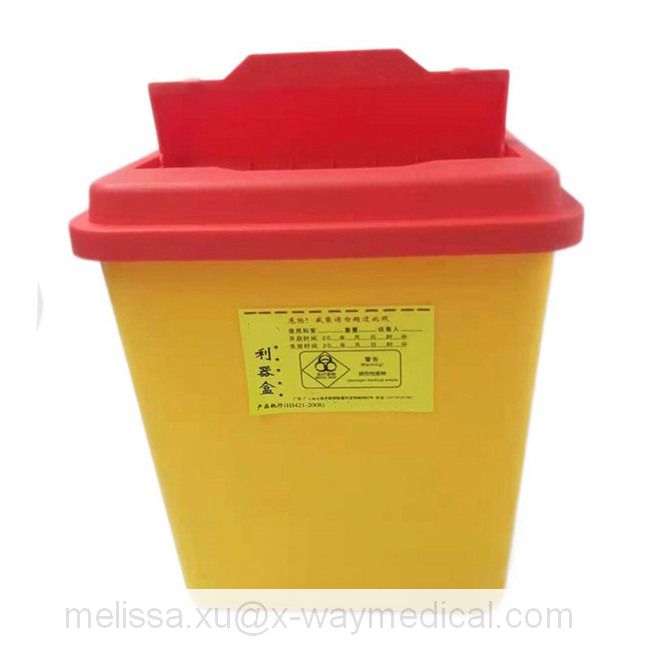 5L 6L 8L Square Sharps Collection Box, 5 Liter Circular Medical Waste Collector Container Garbage Can with Clamshell Cover