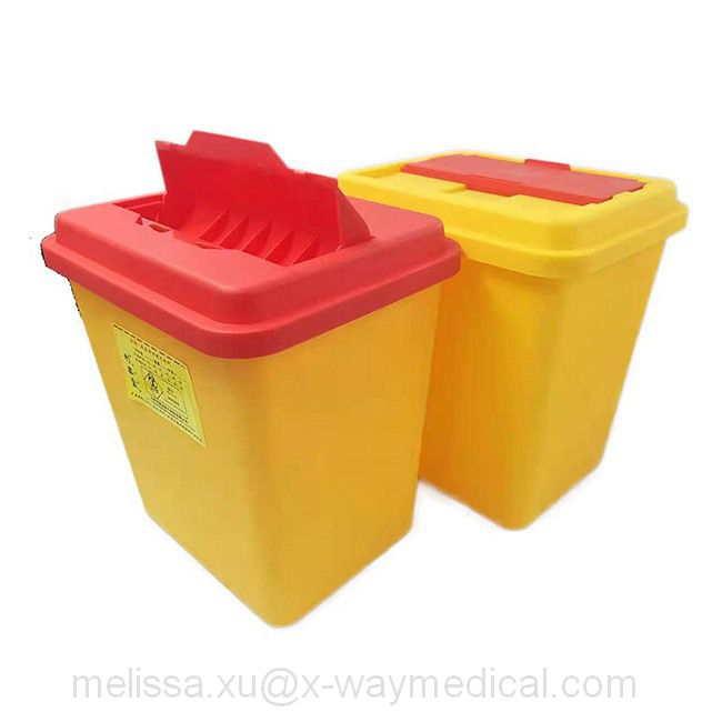 5L 6L 8L Square Sharps Collection Box, 5 Liter Circular Medical Waste Collector Container Garbage Can with Clamshell Cover