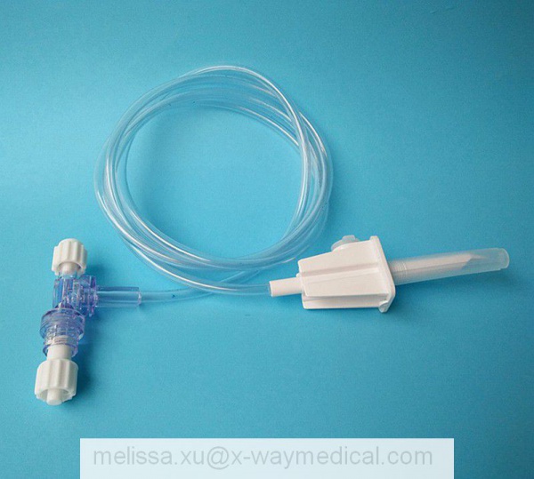 43 inch Fluid Dispensing Systems Vented Transfer Set with two-way T dual Check valve connector and universal spike clamp MAT4100