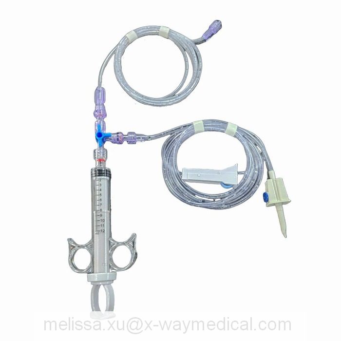 43 inch Fluid Dispensing Systems Vented Transfer Set with two-way T dual Check valve connector and universal spike clamp MAT4100