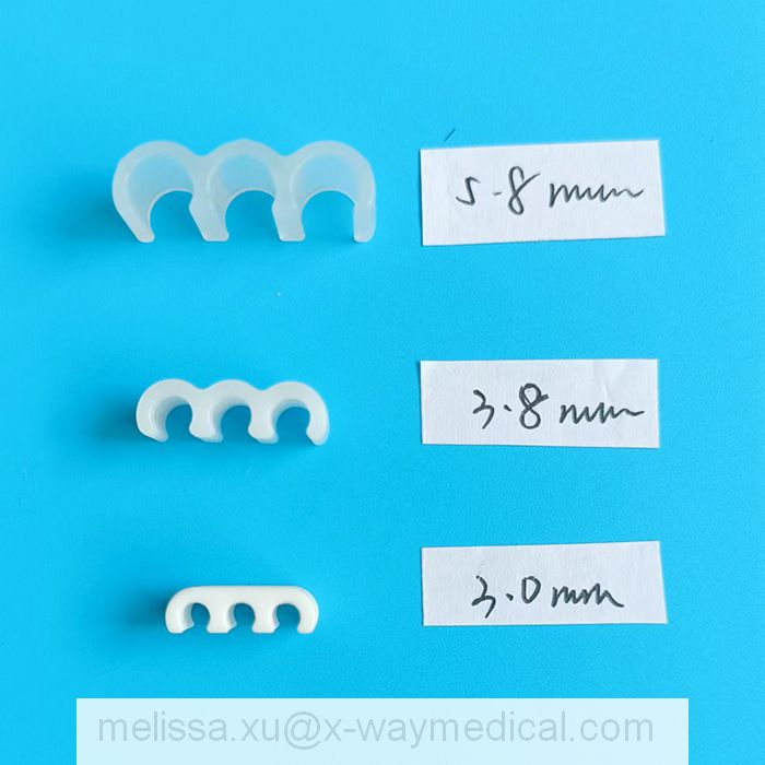 Medical 6mm 3.85mm 3-channel Multi-cavity Clip Angled POM White, 3 Three Channels Guide Wire protection Dispenser Clips Clamps