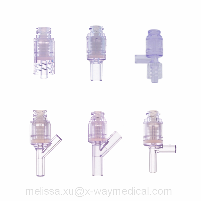 Swabable no dead space transparent needleless connector, Y T junction neutral pressure alcohol lipid needle free adapter