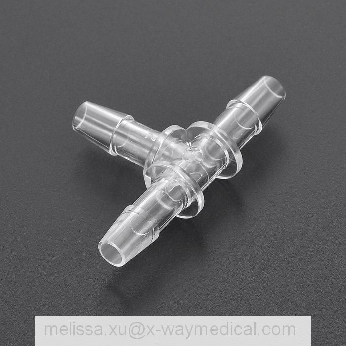 Medical 1.6mm to 6.4mm T-connector joint for soft connecting tube, Stepped hose pipe T shape connector with barb adapter