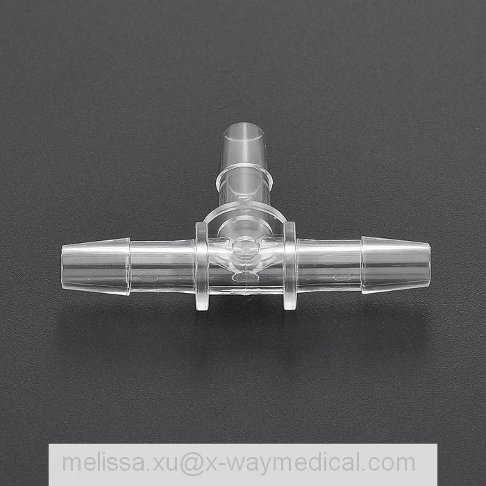 Medical 1.6mm to 6.4mm T-connector joint for soft connecting tube, Stepped hose pipe T shape connector with barb adapter