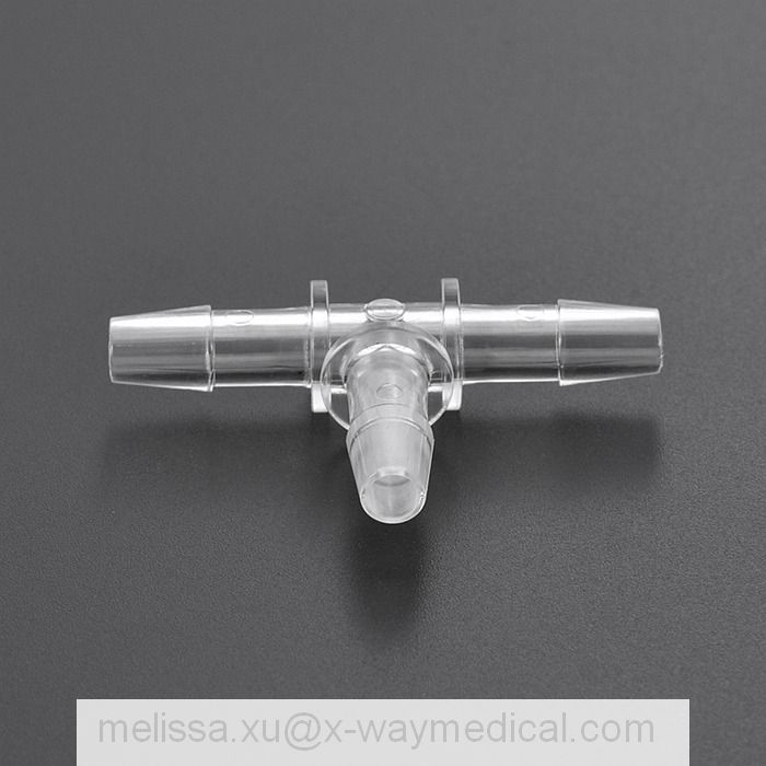 Medical 1.6mm to 6.4mm T-connector joint for soft connecting tube, Stepped hose pipe T shape connector with barb adapter