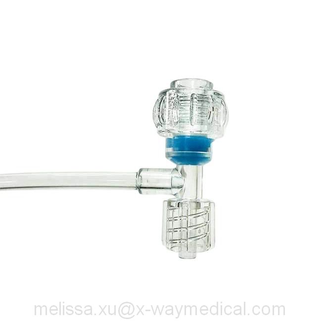 7Fr 9Fr Lantern Tuohy Borst Adapter Extension Line with Male luer lock connector, T connector T-Connector connecting tube with 3-way stopcock