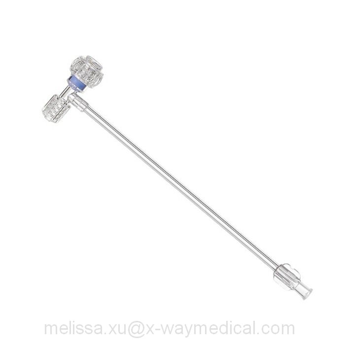 7Fr 9Fr Lantern Tuohy Borst Adapter Extension Line with Male luer lock connector, T connector T-Connector connecting tube with 3-way stopcock