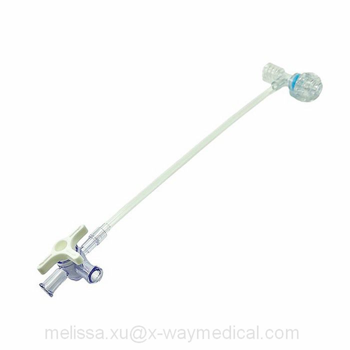 7Fr 9Fr Lantern Tuohy Borst Adapter Extension Line with Male luer lock connector, T connector T-Connector connecting tube with 3-way stopcock