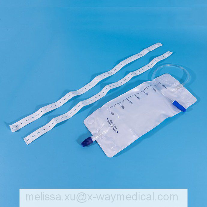 EVA 900ML 1000ml anti-reflux Cross T-Valve leg drainage bag with rope hanger sampling port, 750ml Economy spiral valve Urinary collection bags