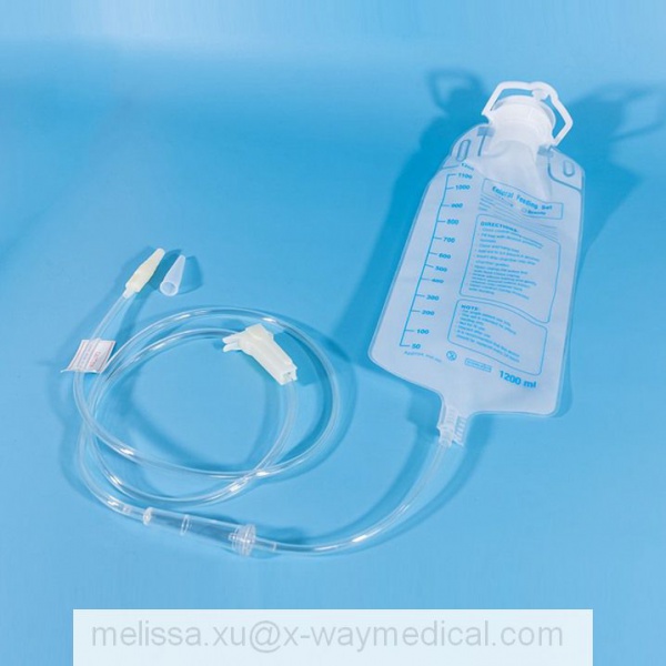 PVC DEHP free 1200ml EVA nutrition feeding bag, 500ml 1000ml non-toxic high strength tension gravity pump Nutritional supplement collector