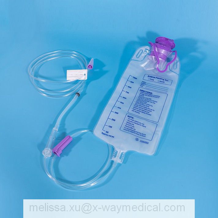PVC DEHP free 1200ml EVA nutrition feeding bag, 500ml 1000ml non-toxic high strength tension gravity pump Nutritional supplement collector