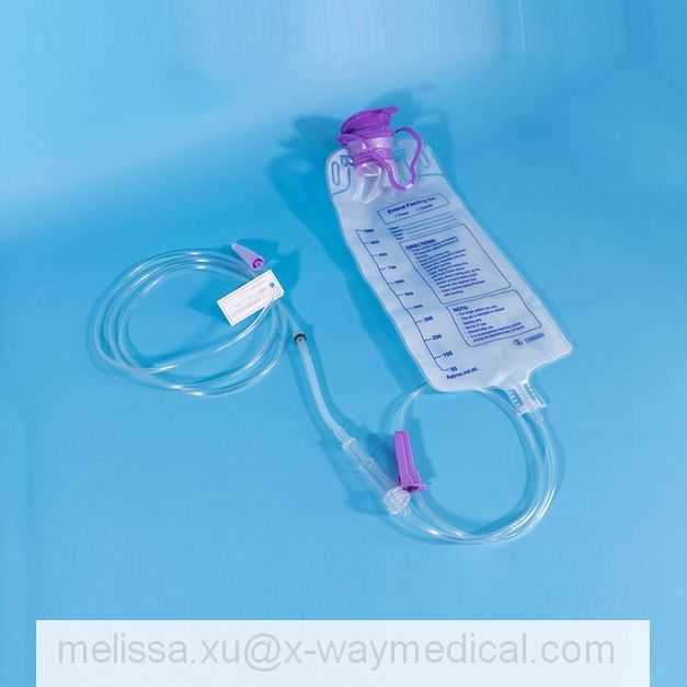 PVC DEHP free 1200ml EVA nutrition feeding bag, 500ml 1000ml non-toxic high strength tension gravity pump Nutritional supplement collector
