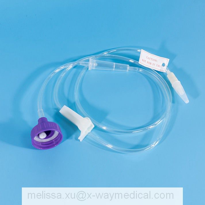 TPU nutritional feeding tube set with cap, food gravity Nutrition supply delivery pipe tubing with spike for patient