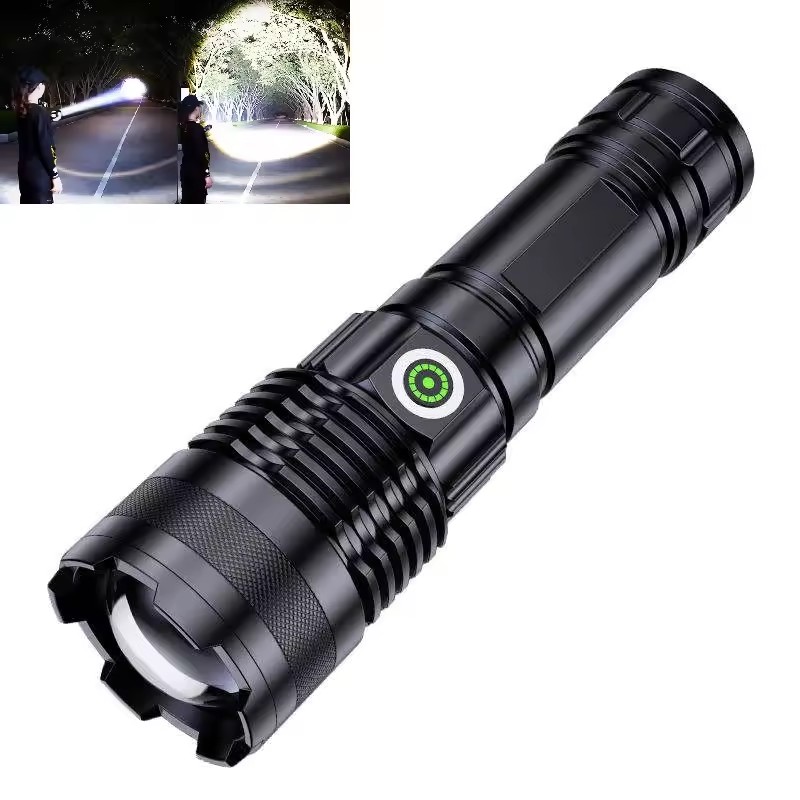 Long Range Metal Flashlight high lumens USB-C Zoom linterna Torch Light Tactical LED Powerful Flashlight
