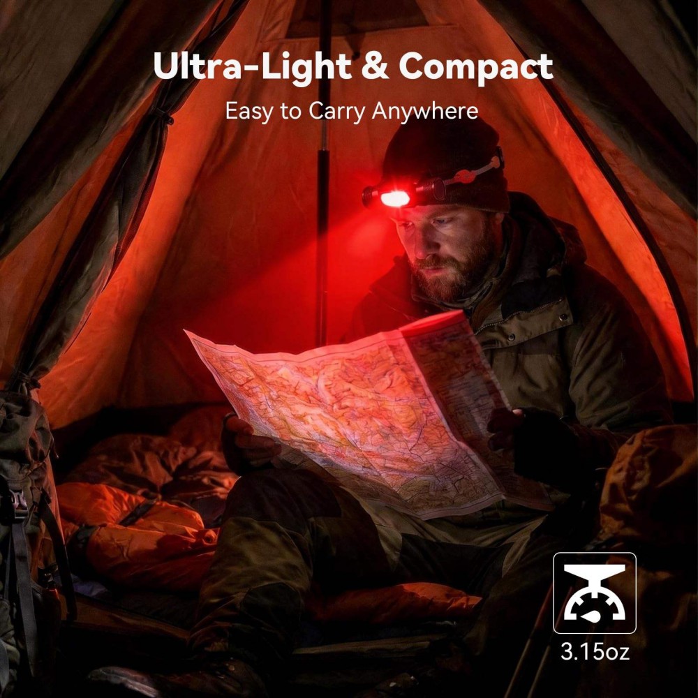 Hunting Outdoor Red+White Headlamp Aluminum Rechargeable Headlight