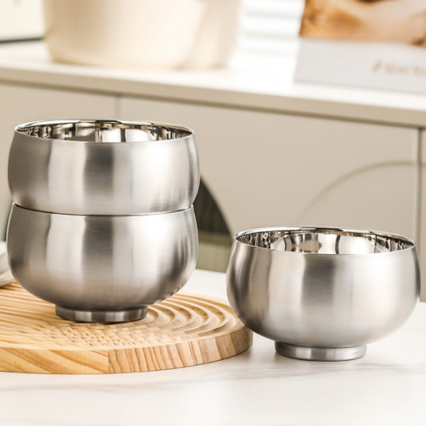 Stainless Steel Non-Slip Metal Food Bowls for Rice