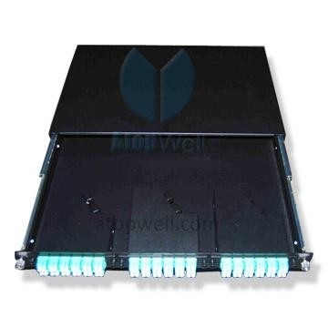 MTP/MPO Patch panel sliding type 19” 1u Black with 3 Cassettes
