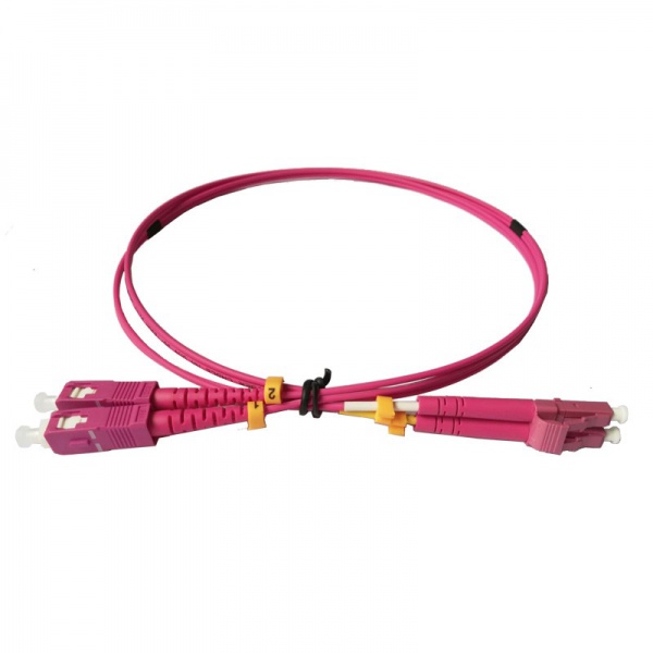 OM4 Fiber optic Patch cord LC/UPC to SC/UPC Duplex Magenta