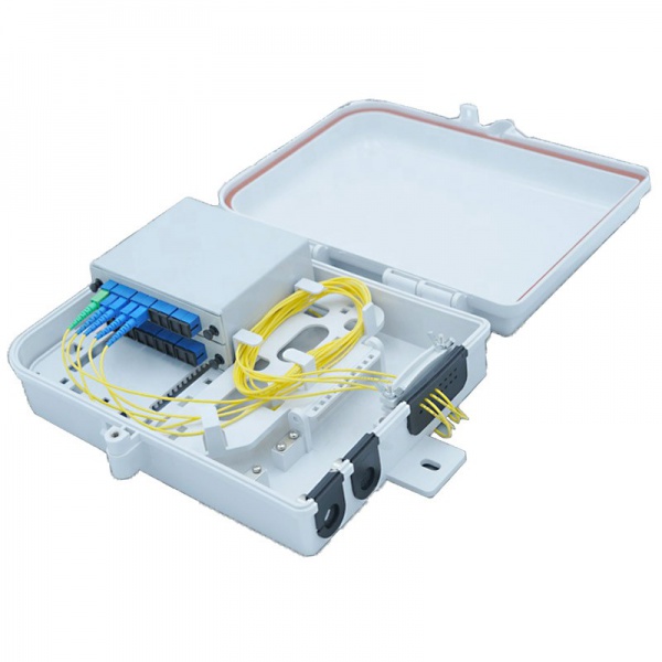 FTTH Distribution box Two 1:8 or one 1:16 PLC cassette white Outdoor use / DB6-SC16