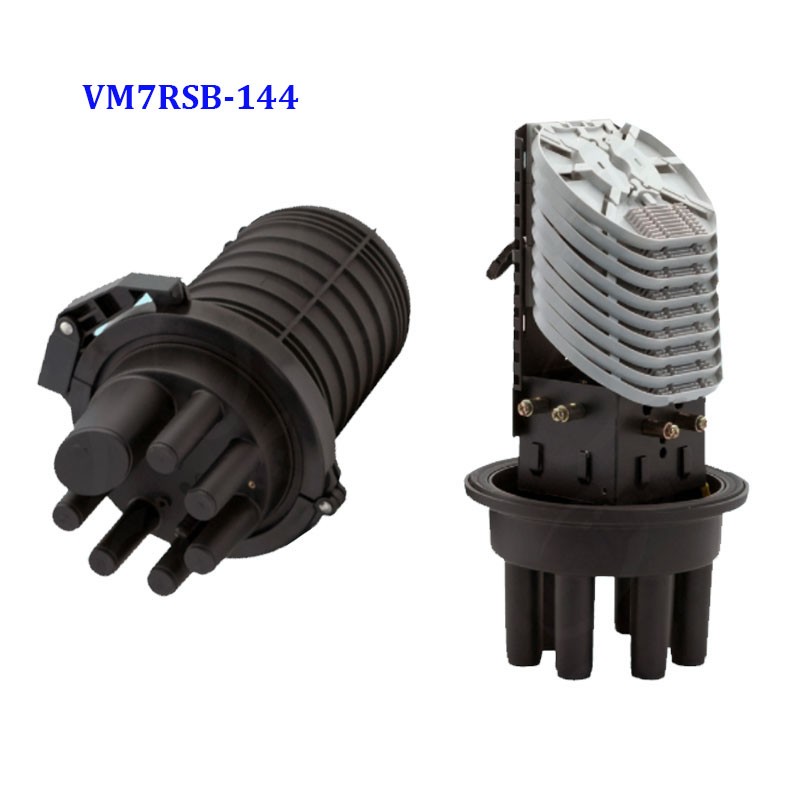 Vertical Fiber Optic Splice Closure Max capacity 144 fibers 7 holes VM7RSAS-144