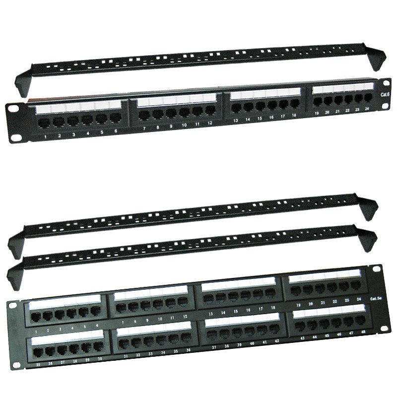 Cat5e / Cat6 UTP Patch Panel 19” 24Port 1U 48Port 2U