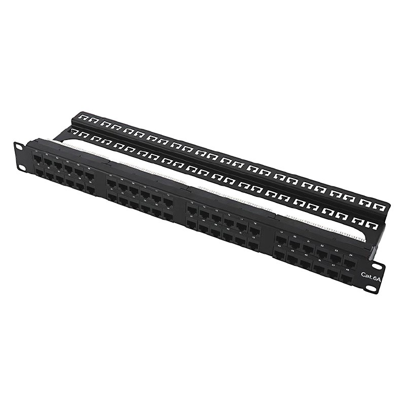 Cat6A / Cat6 / Cat5e UTP 48Port 1U Patch Panel 19” 110&Krone Dual Use IDC