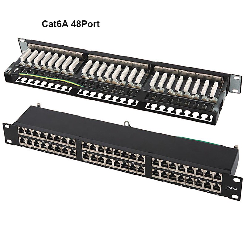 FTP Cat6A / Cat6 / Cat5e Patch Panel 19” 24Port 1U 48Port 1U Krone IDC