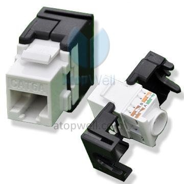 Keystone Jack UTP Cat6A / Cat6 180degree Toolless white and black