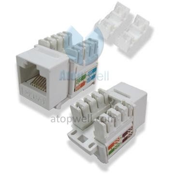 Keystone Jack UTP Cat5e / Cat6 slim type with cable holder white