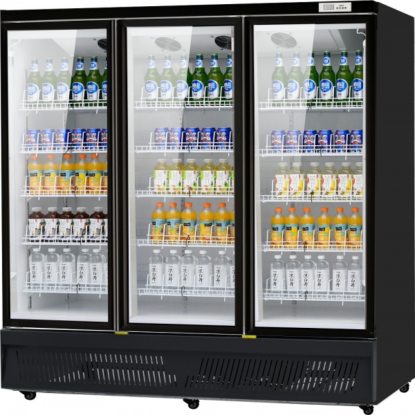 FLAT-TOP AIR-COOLED BLACK BEVERAGE DISPLAY CABINET